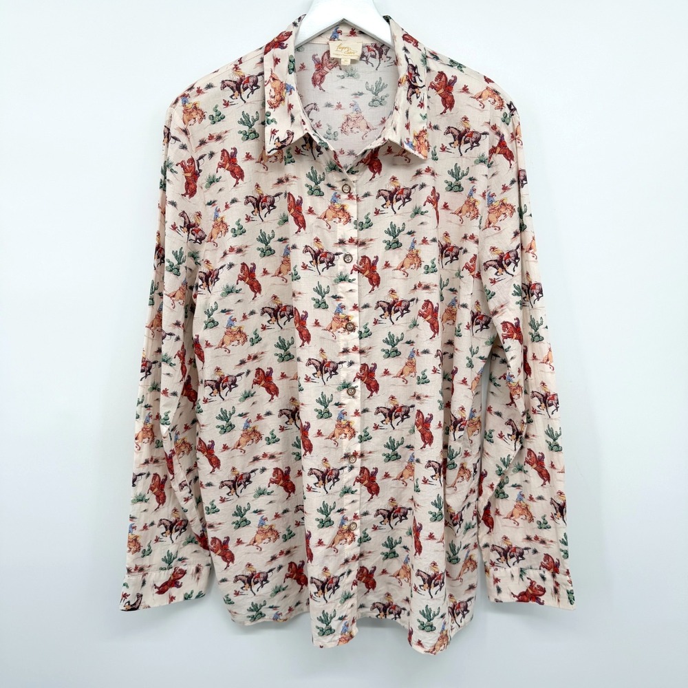 Layerz Tunic Top Shirt Womens Size XL Retro Cowgirl Western Equestrian Rodeo